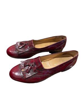 Salvatore Ferragamo mens burgandy leather tassled oxford shoes 12D SKU 10-164